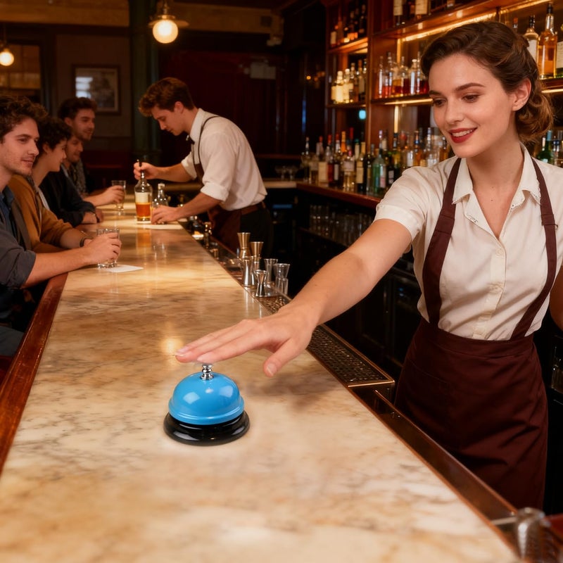 Hvogvok Restaurant Service Table Bell Bar Bell Desk Kitchen Hotel Counter Reception Restaurant Bar Ring for Service Call Bell (Blue) - Image 2